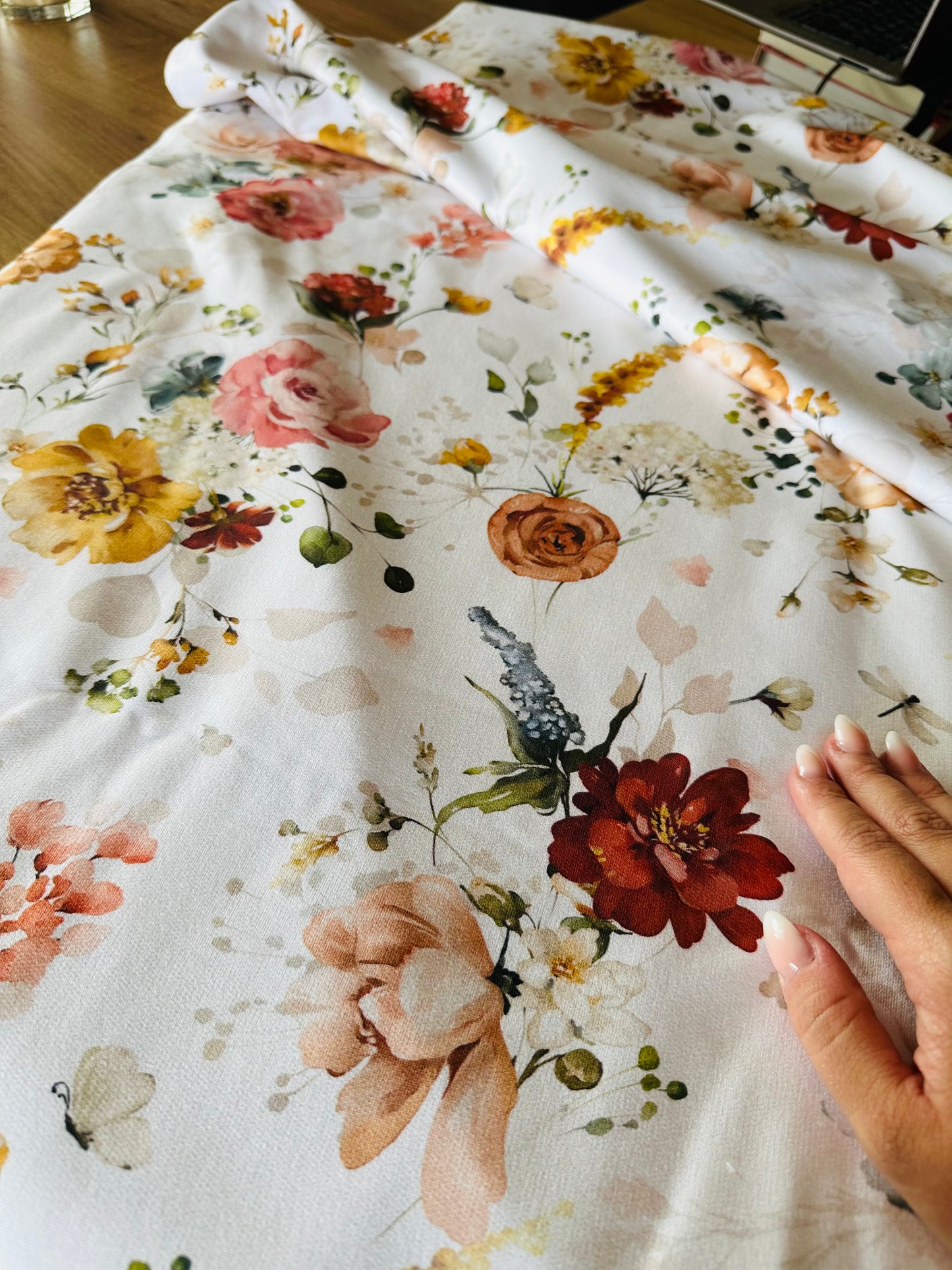 Teplákovina - Romantické květy VELKÝ FORMÁT