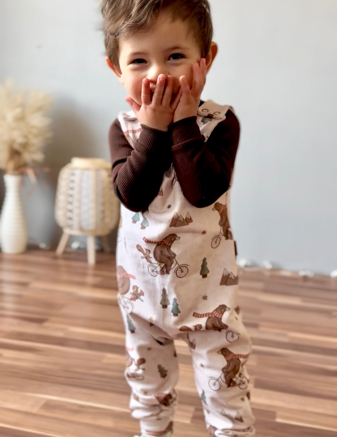 Žebrovaný úplet - Medvídek na kole