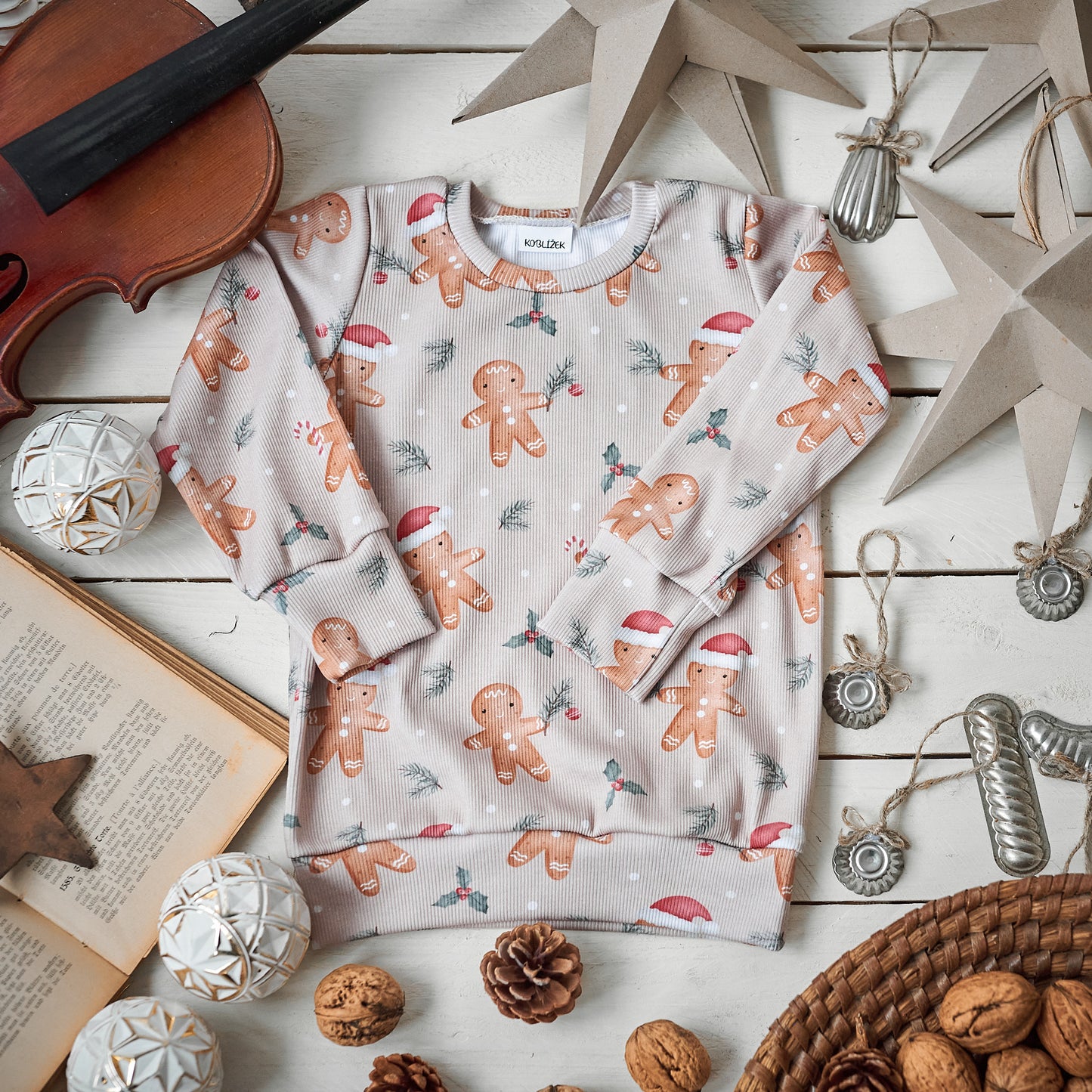 Žebrovaný úplet - Vánoční perníček