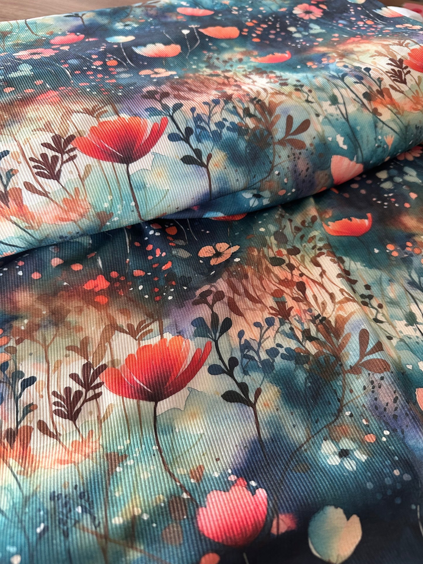 Žebrovaný úplet - Noční květiny