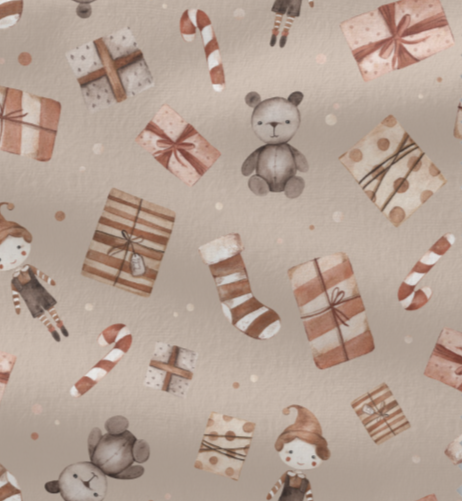 Žebrovaný úplet - Vánoční dárky světle hnědá