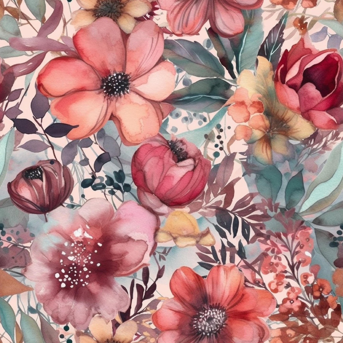 Teplákovina  - Červené květy