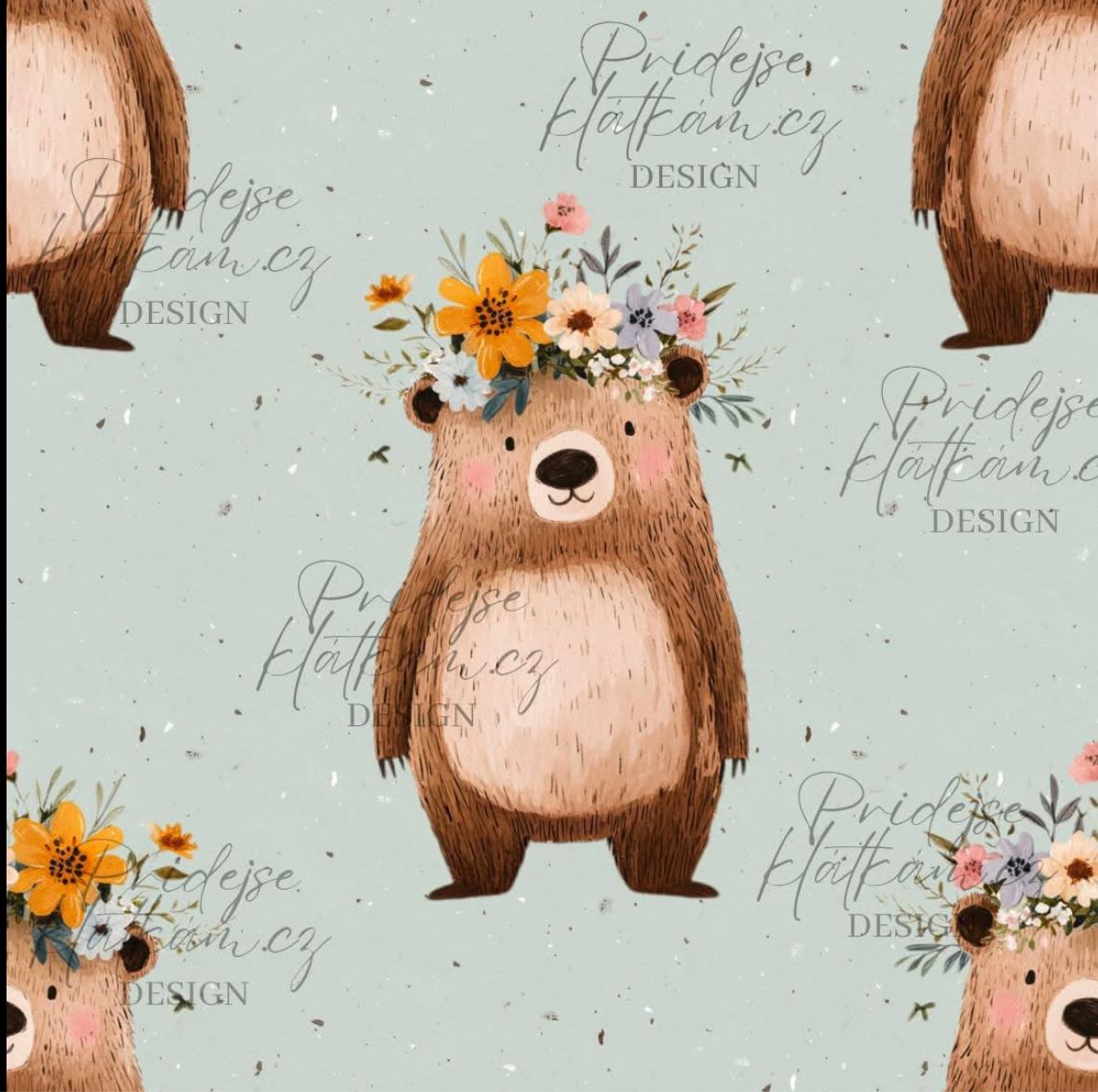 Žebrovaný úplet -  Květinový medvídek