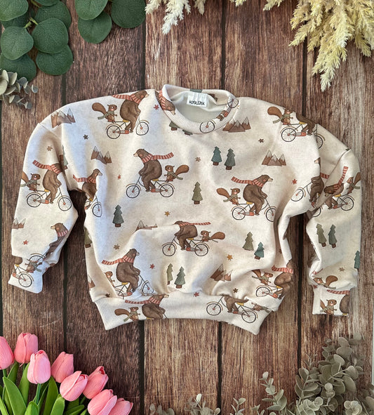 Žebrovaný úplet - Medvídek na kole