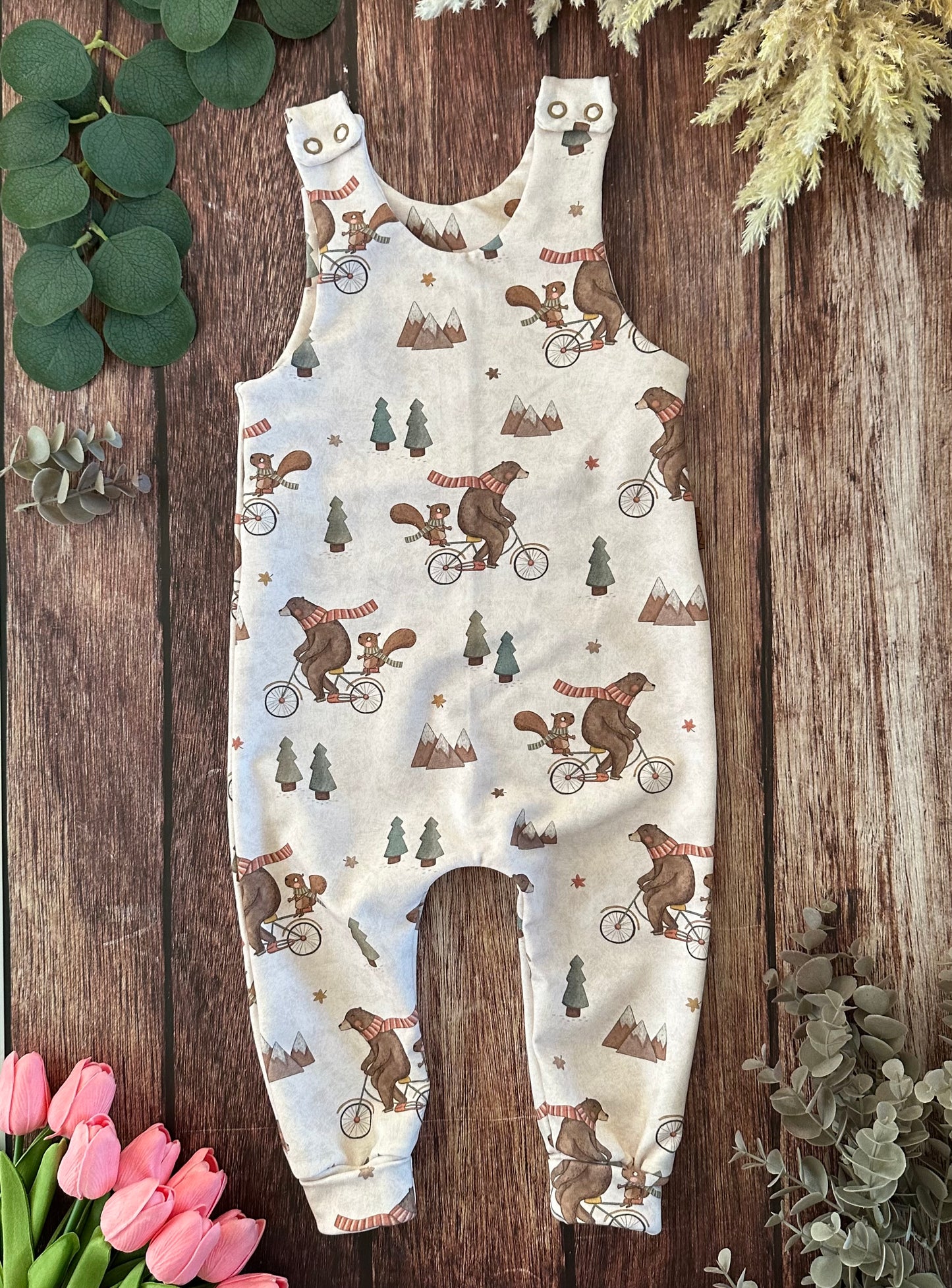 Žebrovaný úplet - Medvídek na kole