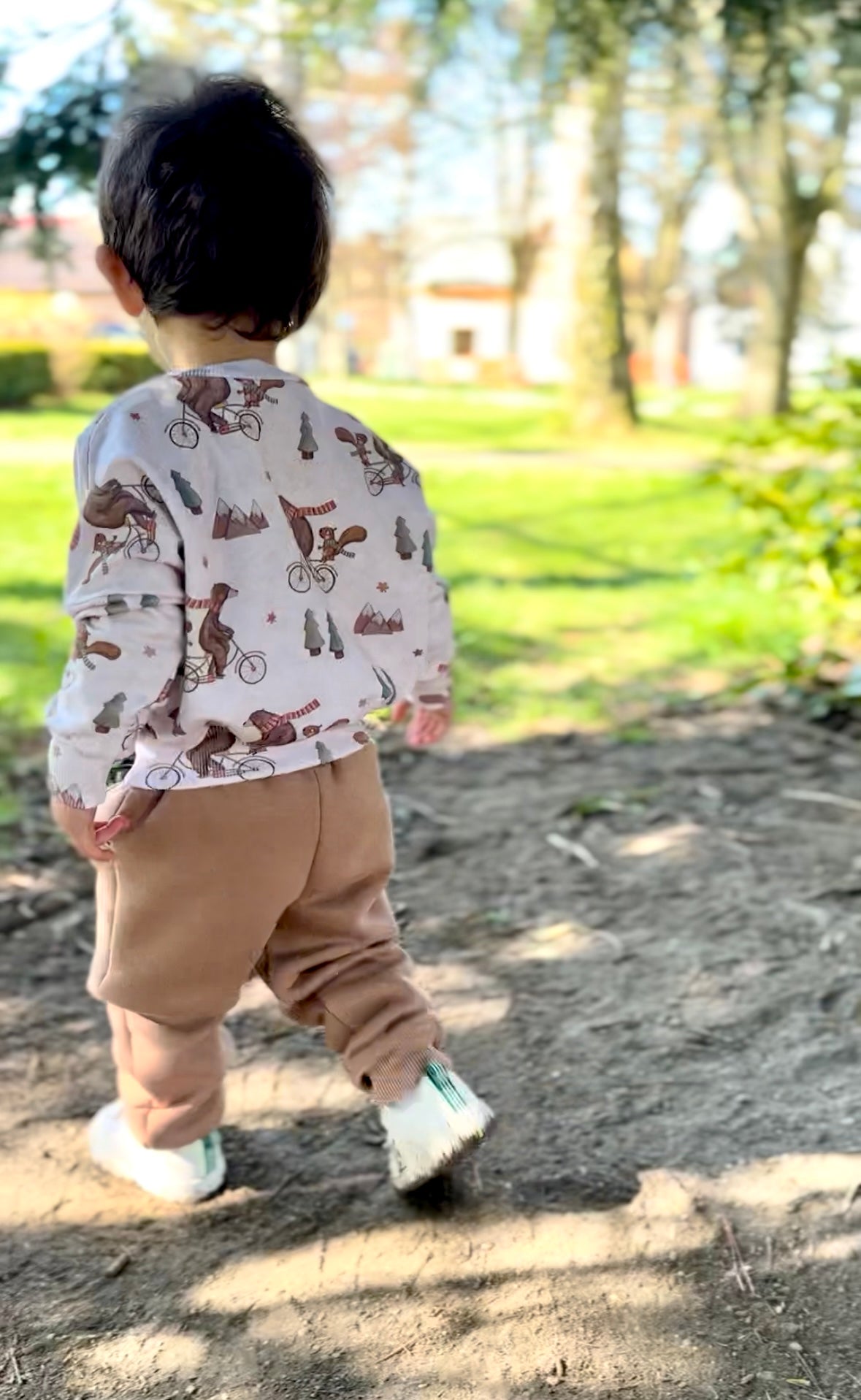 Žebrovaný úplet - Medvídek na kole